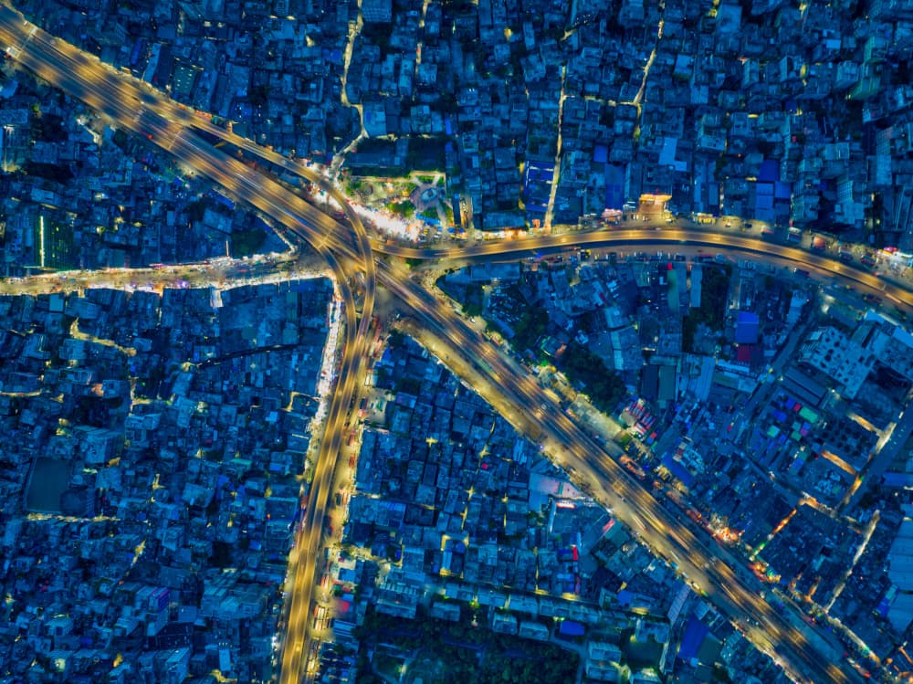 City Night Crossroads by Azim Khan Ronnie — canvas wall art
