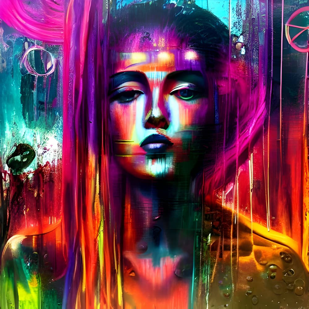 Vibrant Glitch Portrait by mnemonixART — canvas wall art
