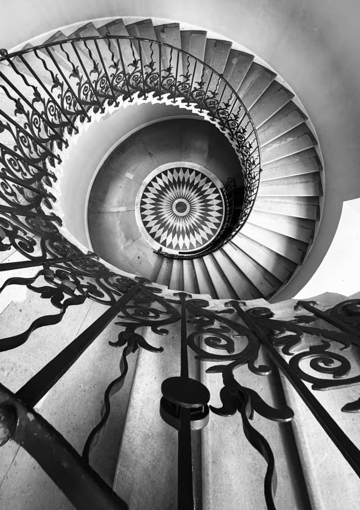 Elegant Spiral Staircase by KIMIO KOBAYASHI — canvas wall art