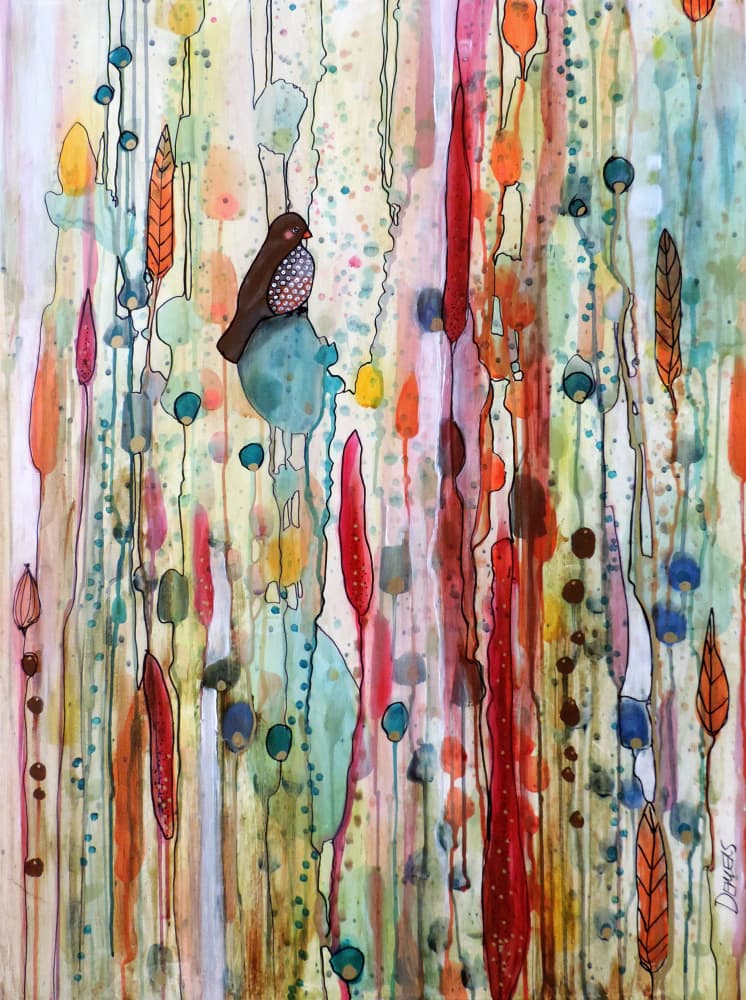Whimsical Garden Bird by Sylvie Demers — canvas wall art