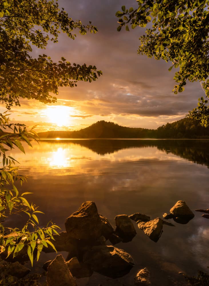 Golden Sunset Lake by Christian Lindsten — canvas wall art