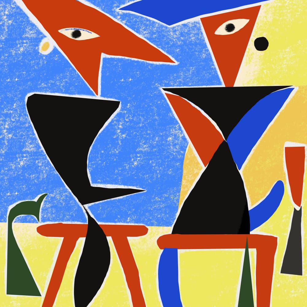 Abstract Cafe Conversation by Little Dean — canvas wall art