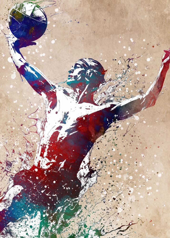 Dynamic Water Polo Player by Justyna Jaszke — canvas wall art