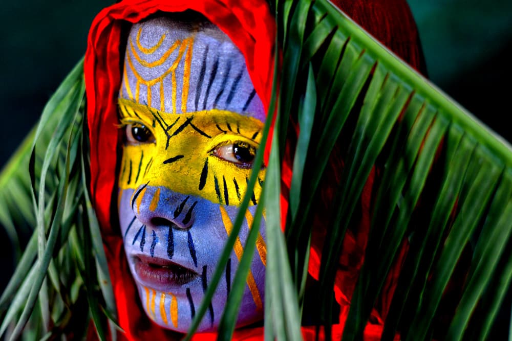 Vibrant Tribal Face Art by Avishek Das — canvas wall art
