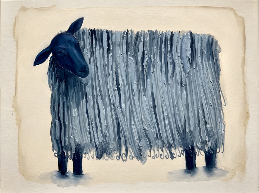 Textured Blue Sheep by HUGO — canvas wall art