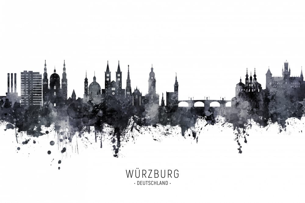 Würzburg City Skyline by Michael Tompsett — canvas wall art