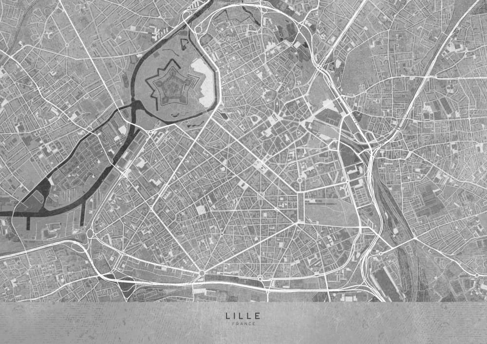 Lille France City Map by Rosana Laiz Blursbyai — canvas wall art