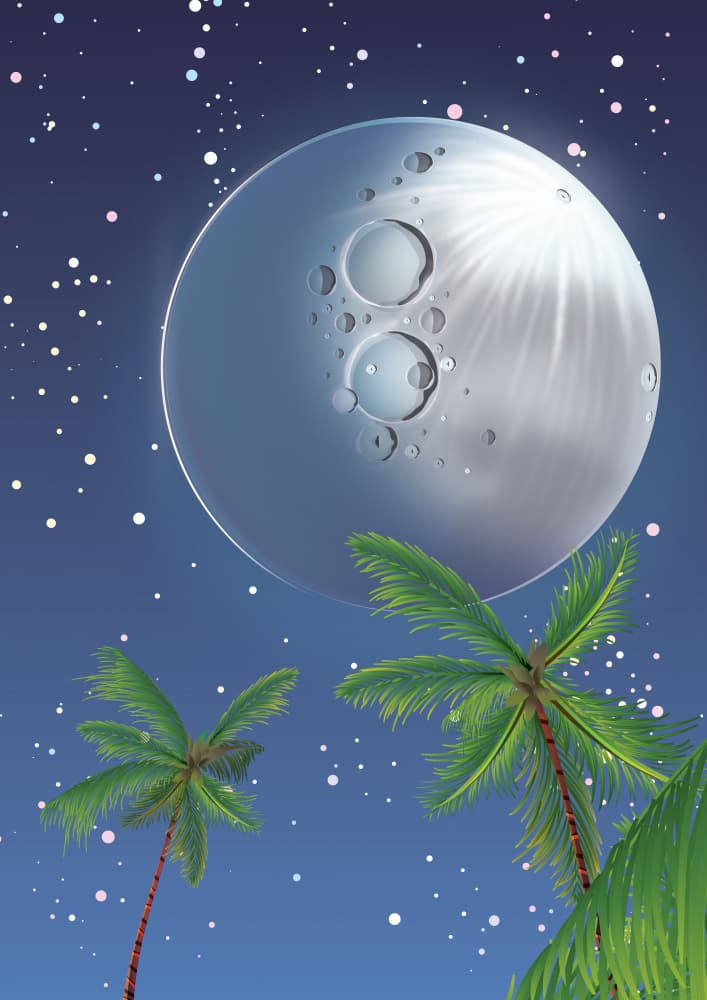 Tropical Moonlit Night by Nicholas — canvas wall art