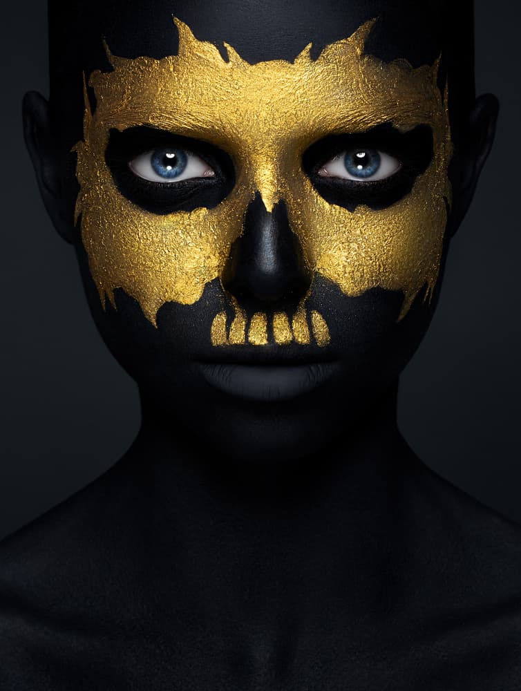 Golden Skull Gaze by HIM — canvas wall art