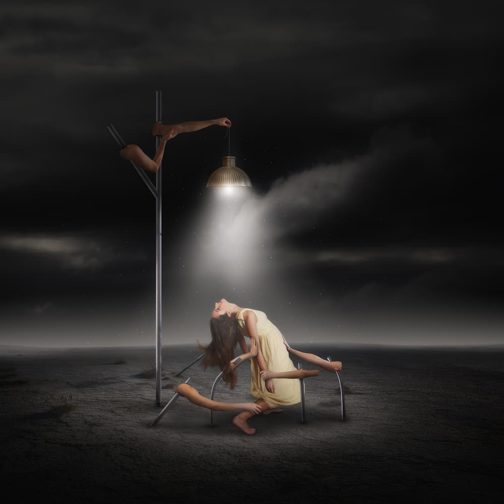 Surreal Woman Under Spotlight by Martin Marcisovsky — canvas wall art