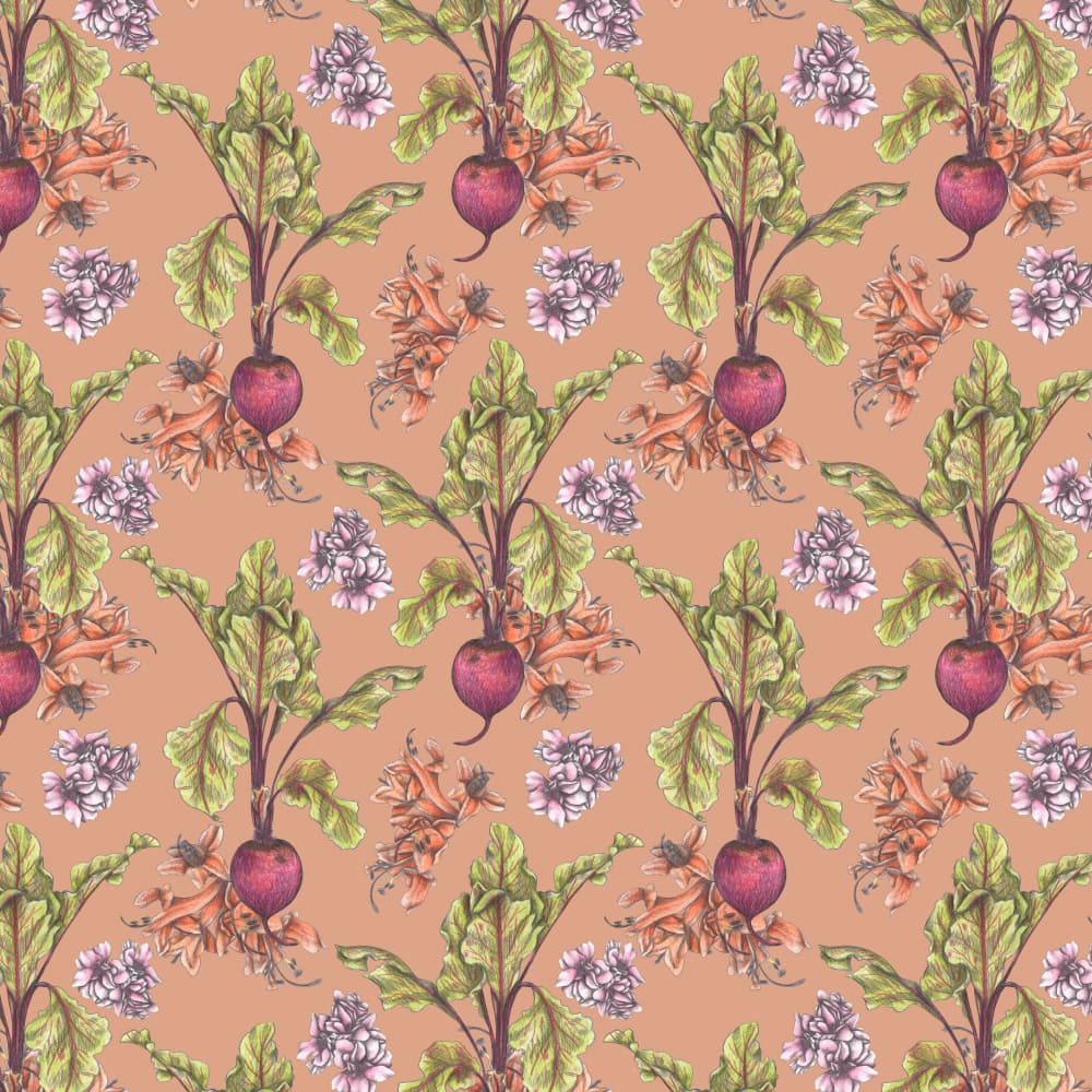 Fresh Beets Botanical Pattern by Cecilia Battaini — canvas wall art