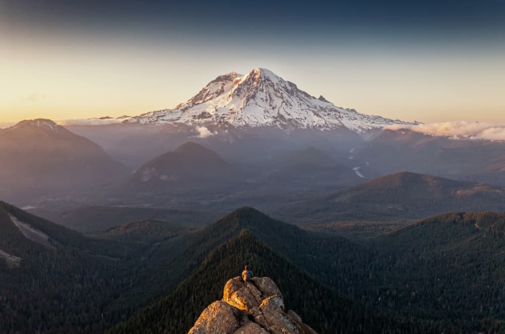 Mount Rainier Golden Hour by Herbert Rong — canvas wall art