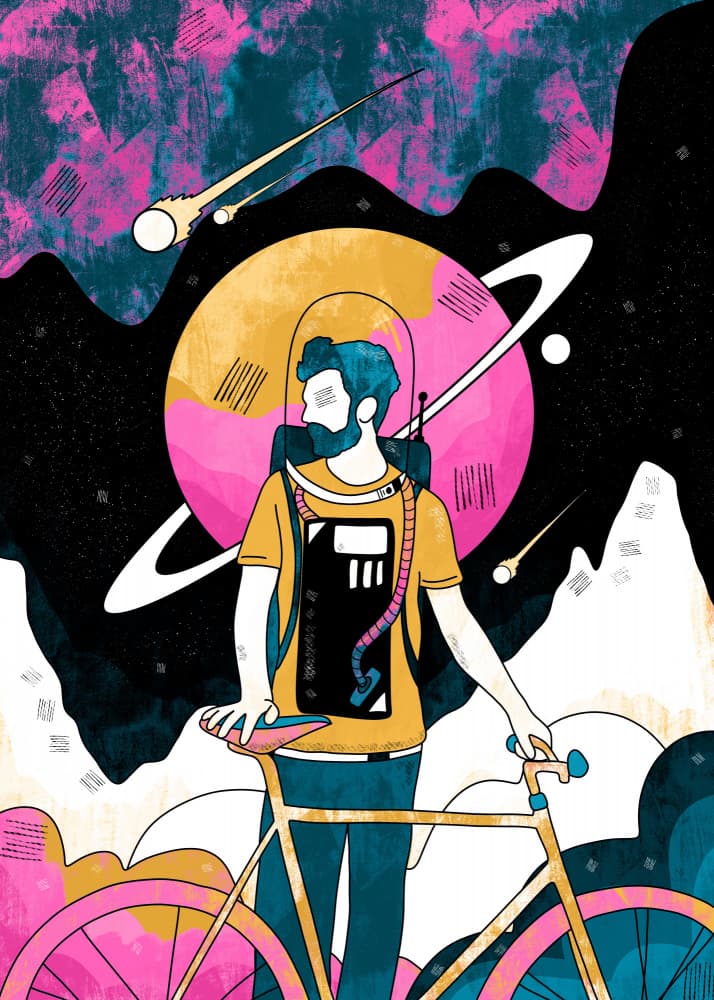 Cosmic Bicycle Explorer by Stephen Wade — canvas wall art