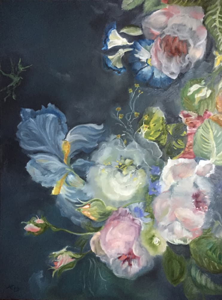 Dark Floral Bouquet by Alexandra Higgins — canvas wall art