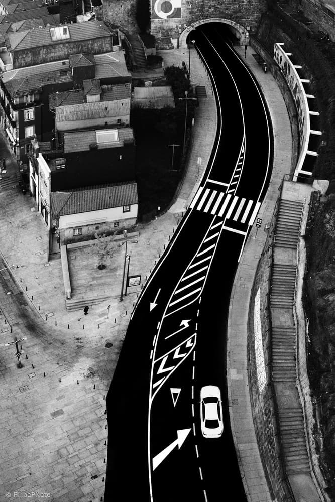 Overhead City Road by Filipe P Neto — canvas wall art