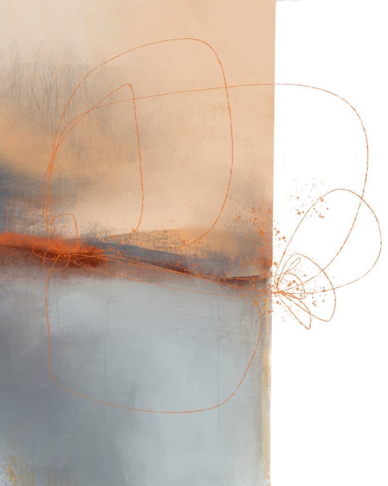 Peach Grey Abstract Lines