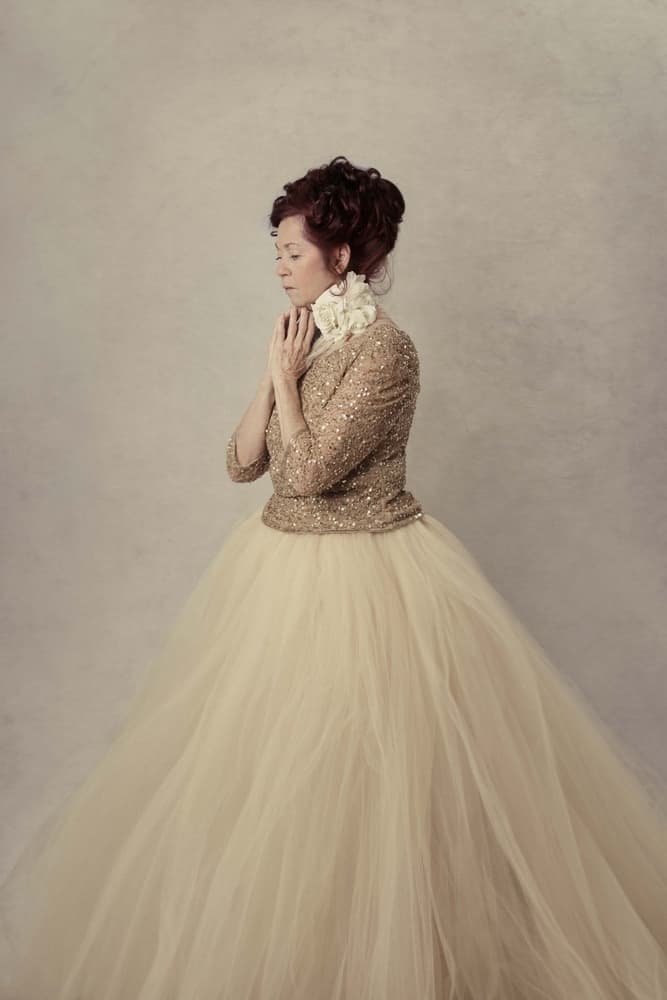 Elegant Gold Gown Portrait by Tammy Swarek — canvas wall art