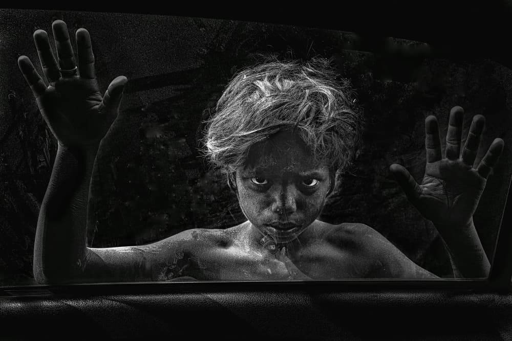 Intense Child Window Gaze by JAYATU CHANDRA DAS — canvas wall art