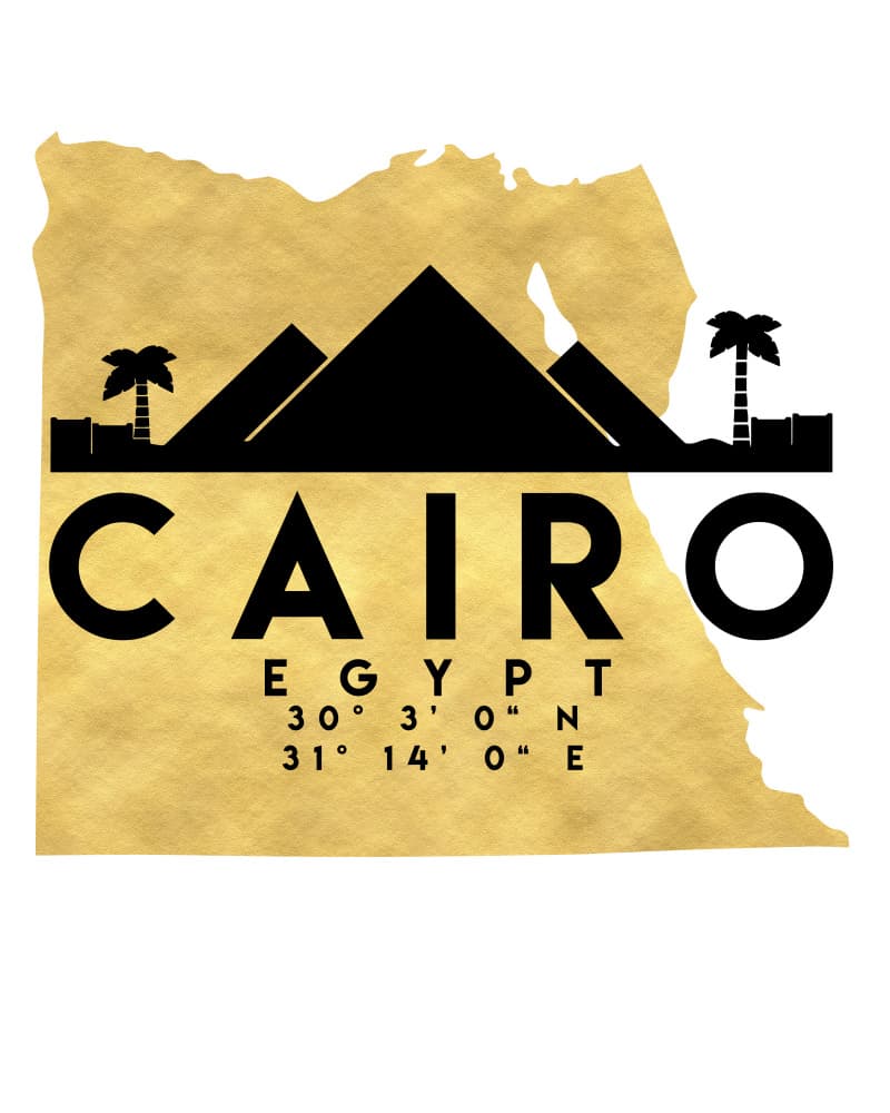 Golden Cairo Egypt Map by Emiliano Deificus — canvas wall art