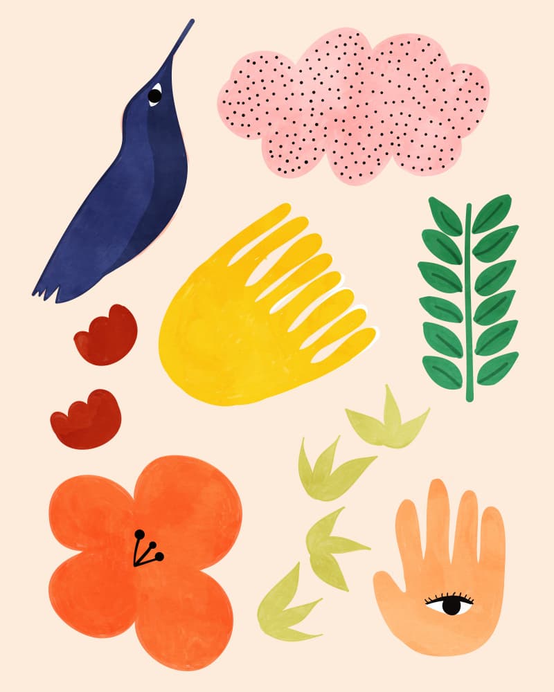 Hummingbird Folk Art by Uma Gokhale — canvas wall art