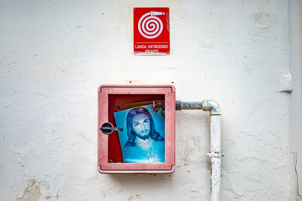 Jesus in Fire Box by Raffaele Maglione — canvas wall art