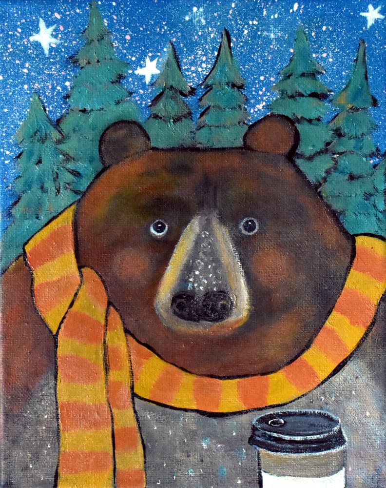 Cozy Bear Winter Night by Andrea Doss — canvas wall art