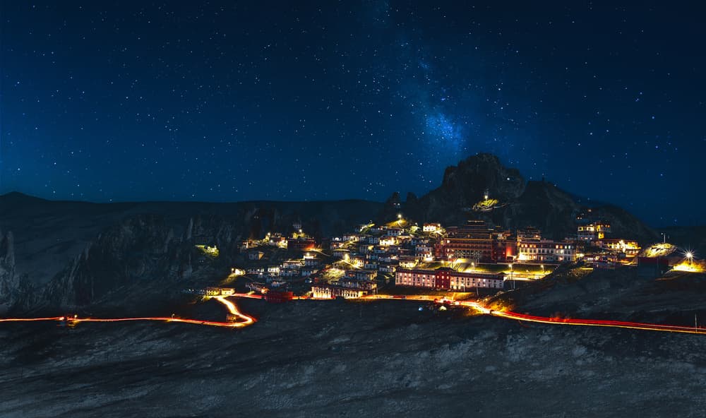 Milky Way Mountain Village by Selions(陈磊) — canvas wall art
