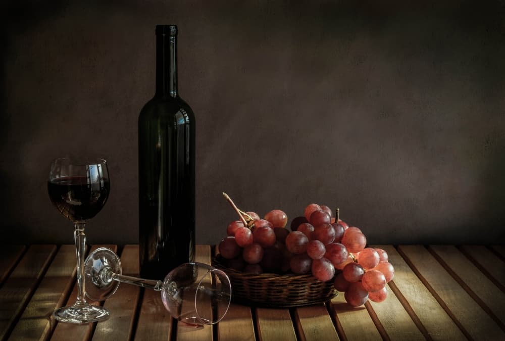 Rustic Wine and Grapes by Margareth Perfoncio — canvas wall art