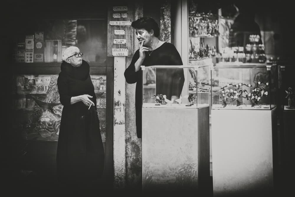 Candid Street Conversation by Davorin Baloh — canvas wall art