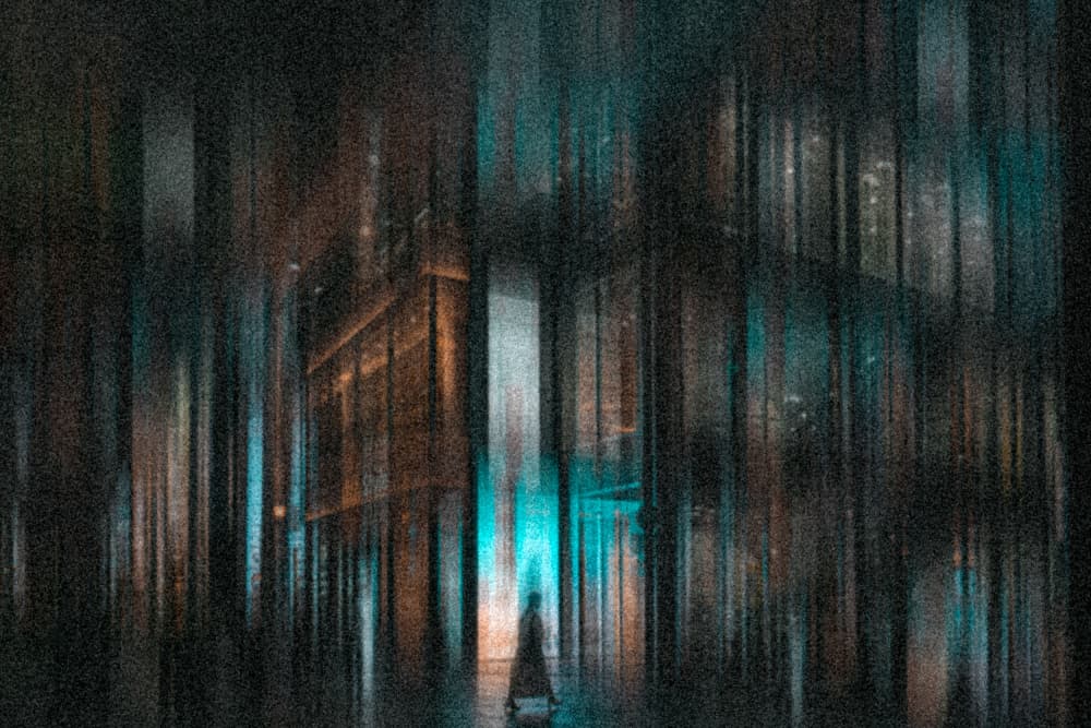 Lone Figure City Night by HISASHI ISHIKAWA — canvas wall art