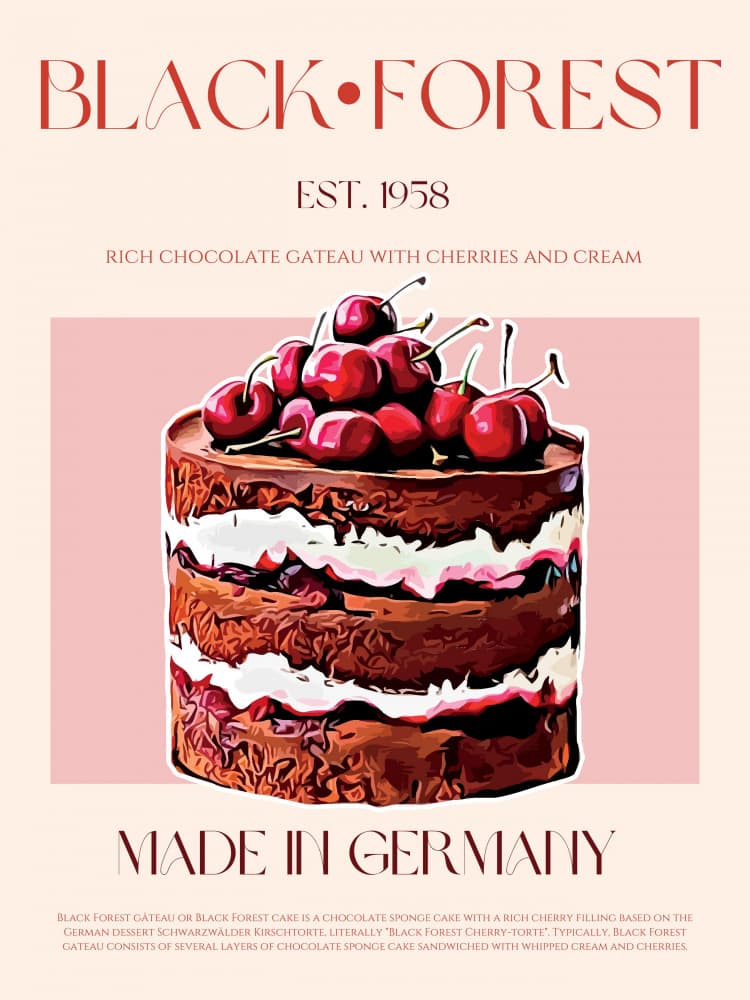 Black Forest Cherry Cake by Nazma Khokhar — canvas wall art