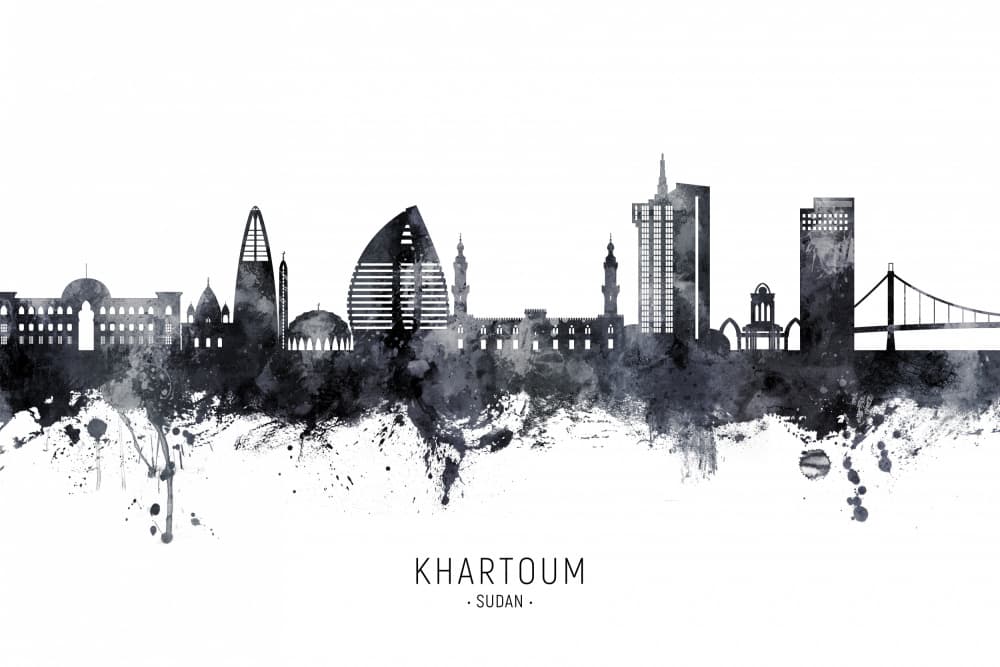 Khartoum Watercolor Skyline by Michael Tompsett — canvas wall art