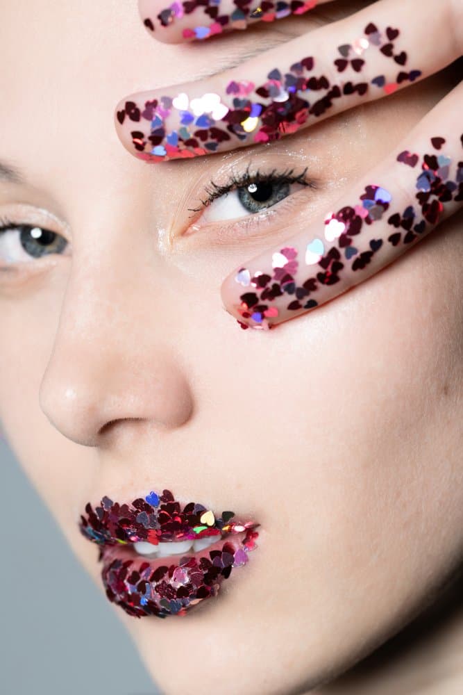 Glitter Heart Lips by Andrea Ventura — canvas wall art