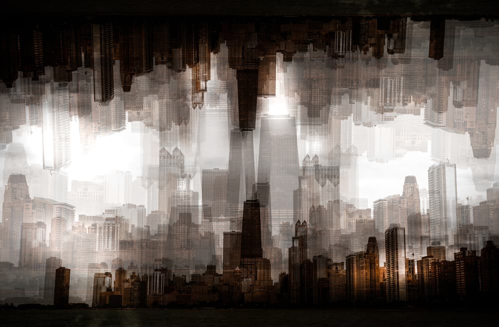 Inverted City Reflection by Carmine Chiriacò — canvas wall art