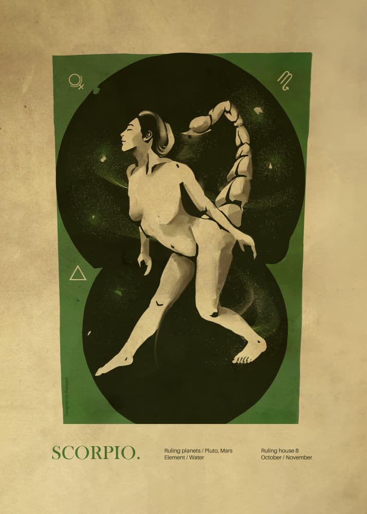 Scorpio Zodiac Woman by Dion Gem — canvas wall art