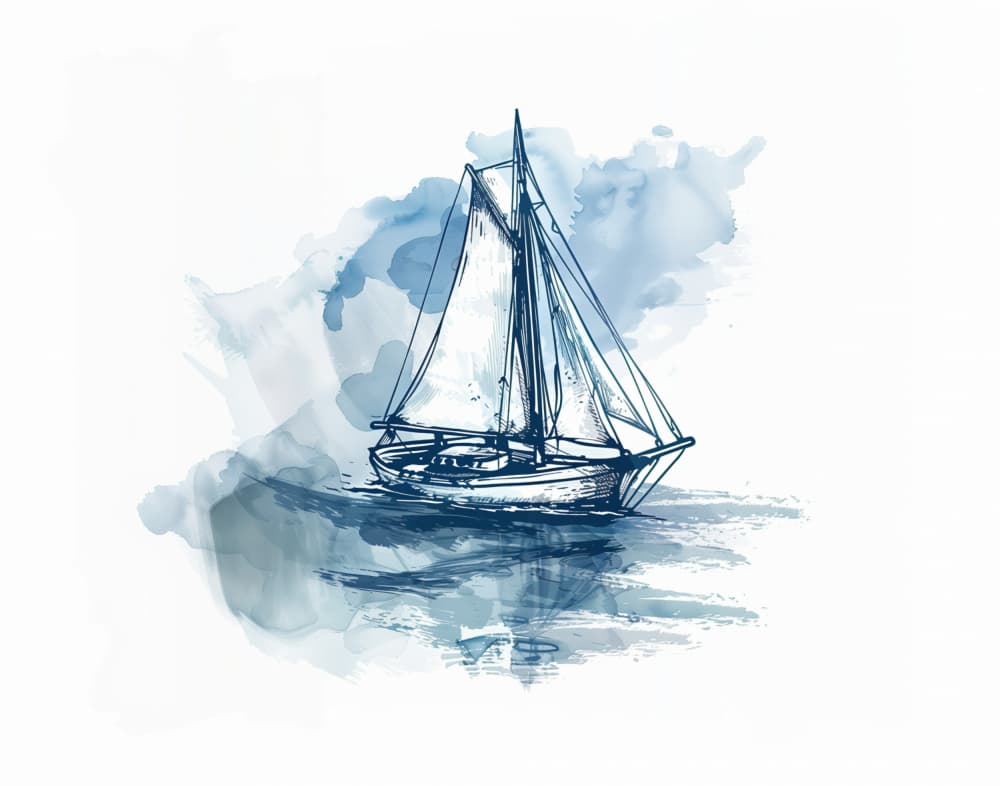 Blue Water Sailboat by Jolly and Dash — canvas wall art