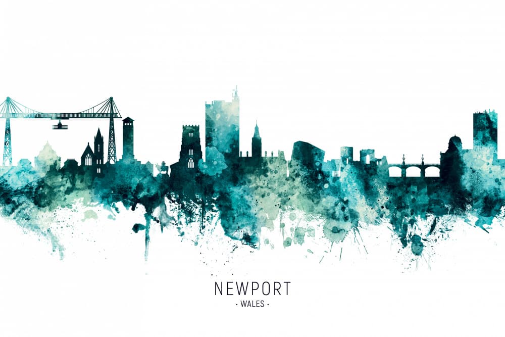 Newport Wales Skyline by Michael Tompsett — canvas wall art