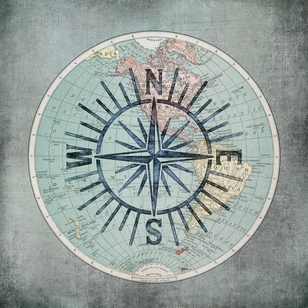 Vintage World Compass by Andrea Haase — canvas wall art