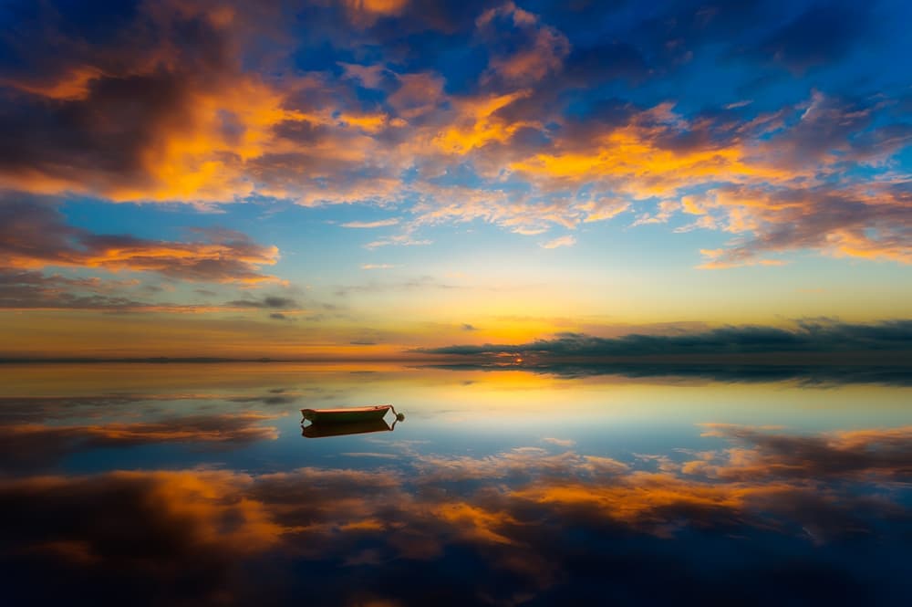 Tranquil Boat Sunset by Piotr Krol (Bax) — canvas wall art