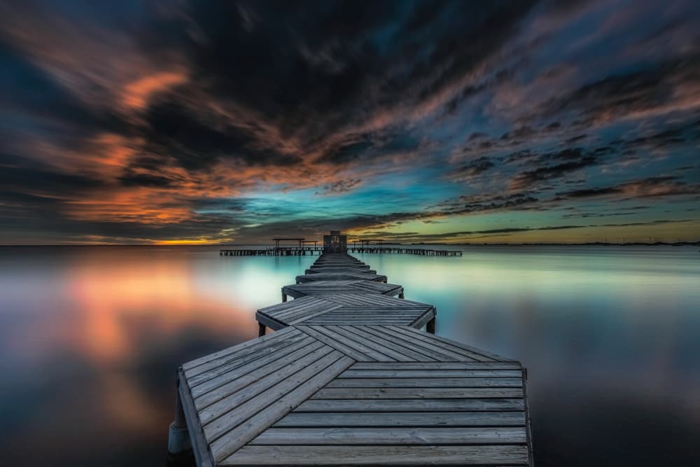 Dramatic Pier Sunset by Jose Antonio Triviño Sanchez — canvas wall art