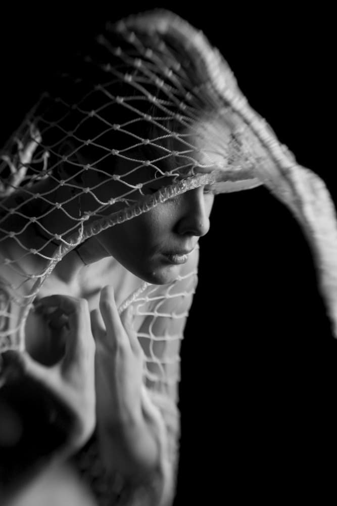 Veiled Woman Portrait by Bogdan Bouşcă — canvas wall art