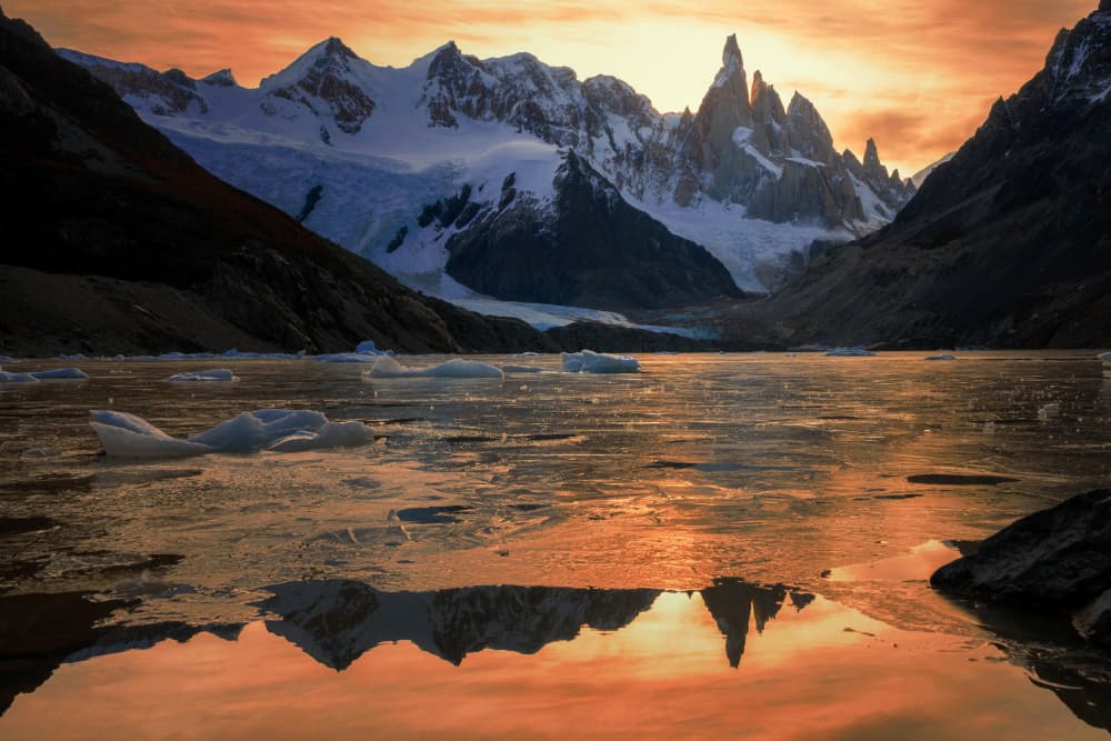 Cerro Torre Sunset Reflections by Lijuan Yuan — canvas wall art