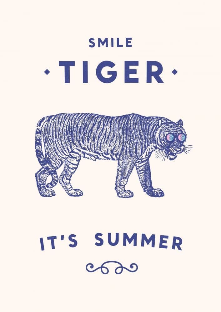 Smile Tiger Summer by Florent Bodart — canvas wall art