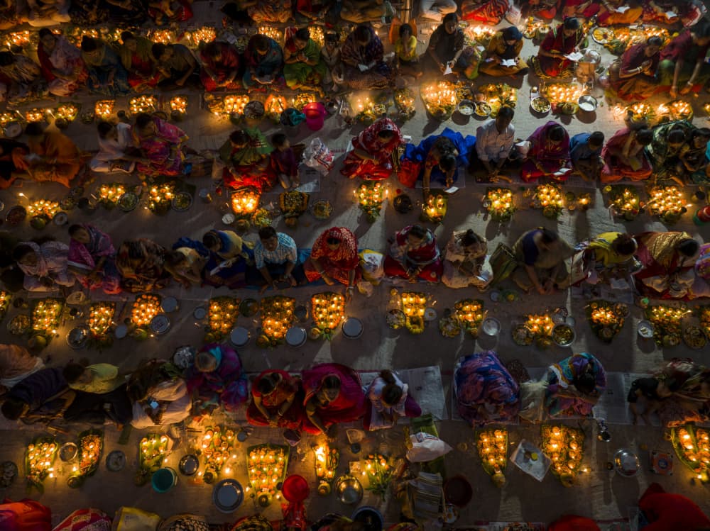 Sacred Lamp Ceremony by Azim Khan Ronnie — canvas wall art