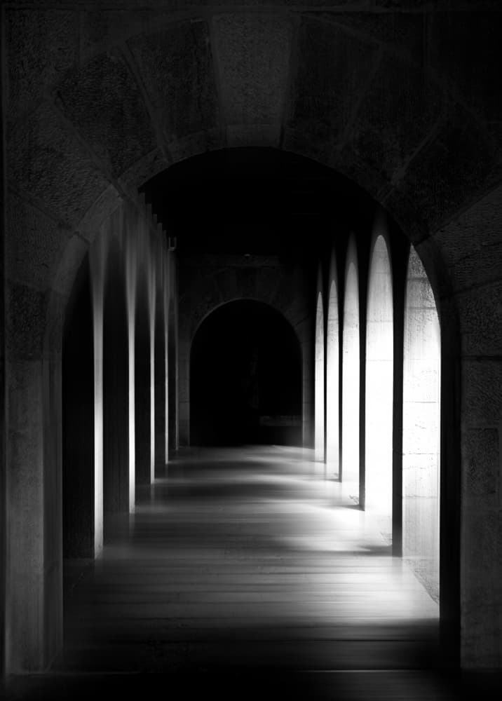Mysterious Stone Hallway by Isam Telhami — canvas wall art