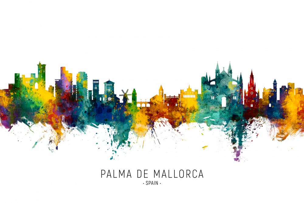 Vibrant Palma De Mallorca Skyline by Michael Tompsett — canvas wall art