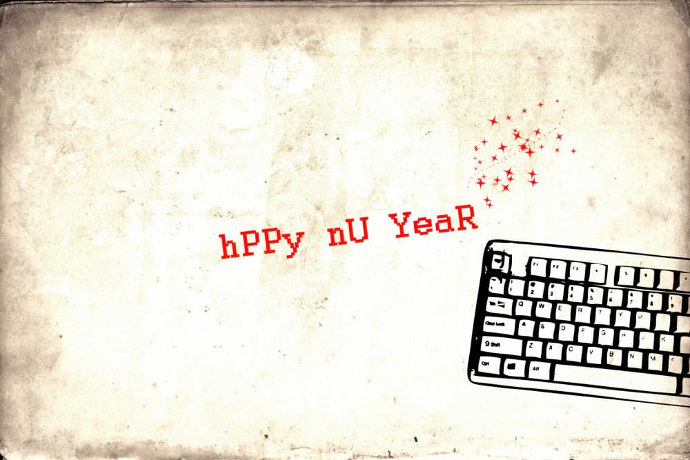 Happy New Year Keyboard by Rafal Kulik — canvas wall art