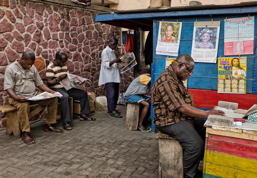 Street Life Readers by Lorenzo Grifantini — canvas wall art