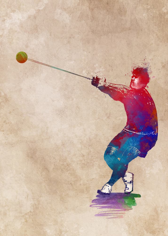 Vibrant Hammer Throw by Justyna Jaszke — canvas wall art