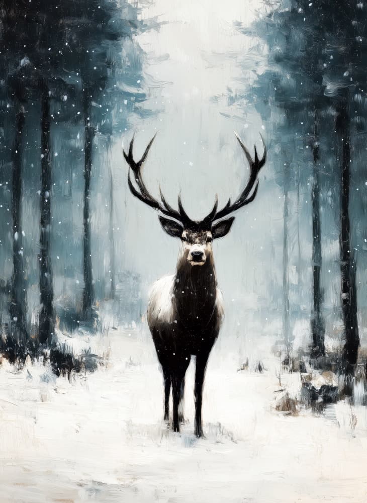 Majestic Winter Stag by Justyna Jaszke — canvas wall art